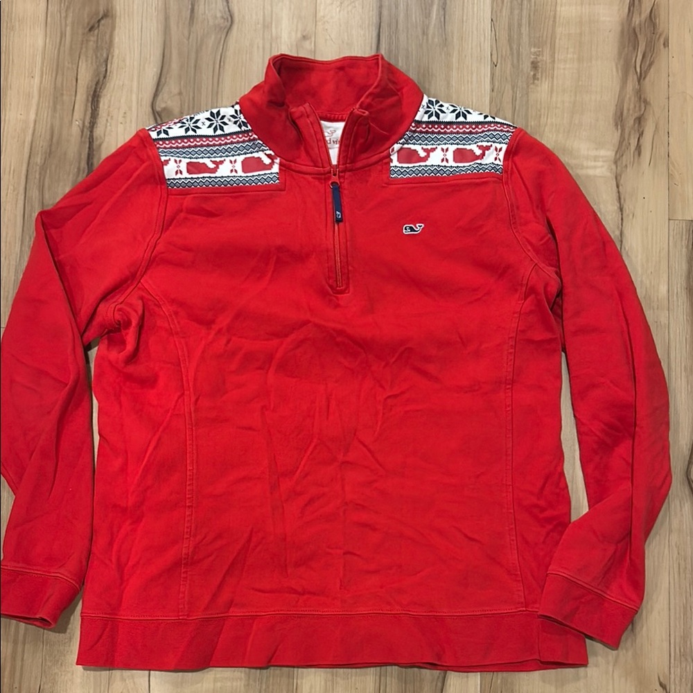 Red Men's Sweater with Nordic Pattern